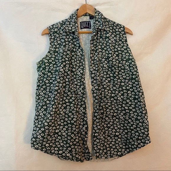 NEW YORK QUIZZ WomenS Button Down green floral M - Picture 4 of 7